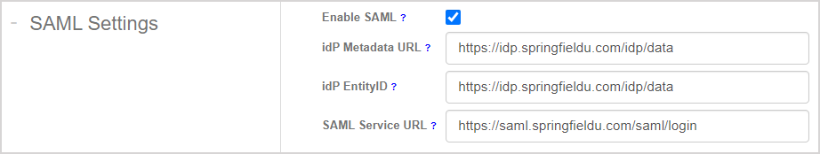 Fields relating to SAML integration.